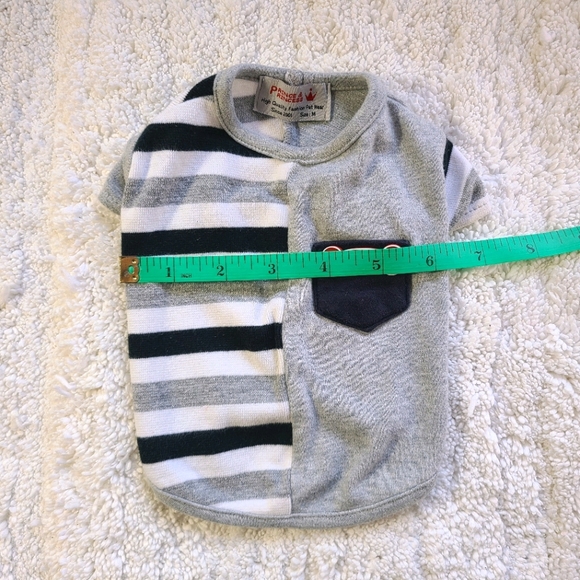 Dog Shirt Gray, White & Black Stripes with Pocket - Picture 6 of 8